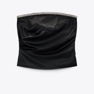 Zara Black Strapless Top with Rhinestone Detail